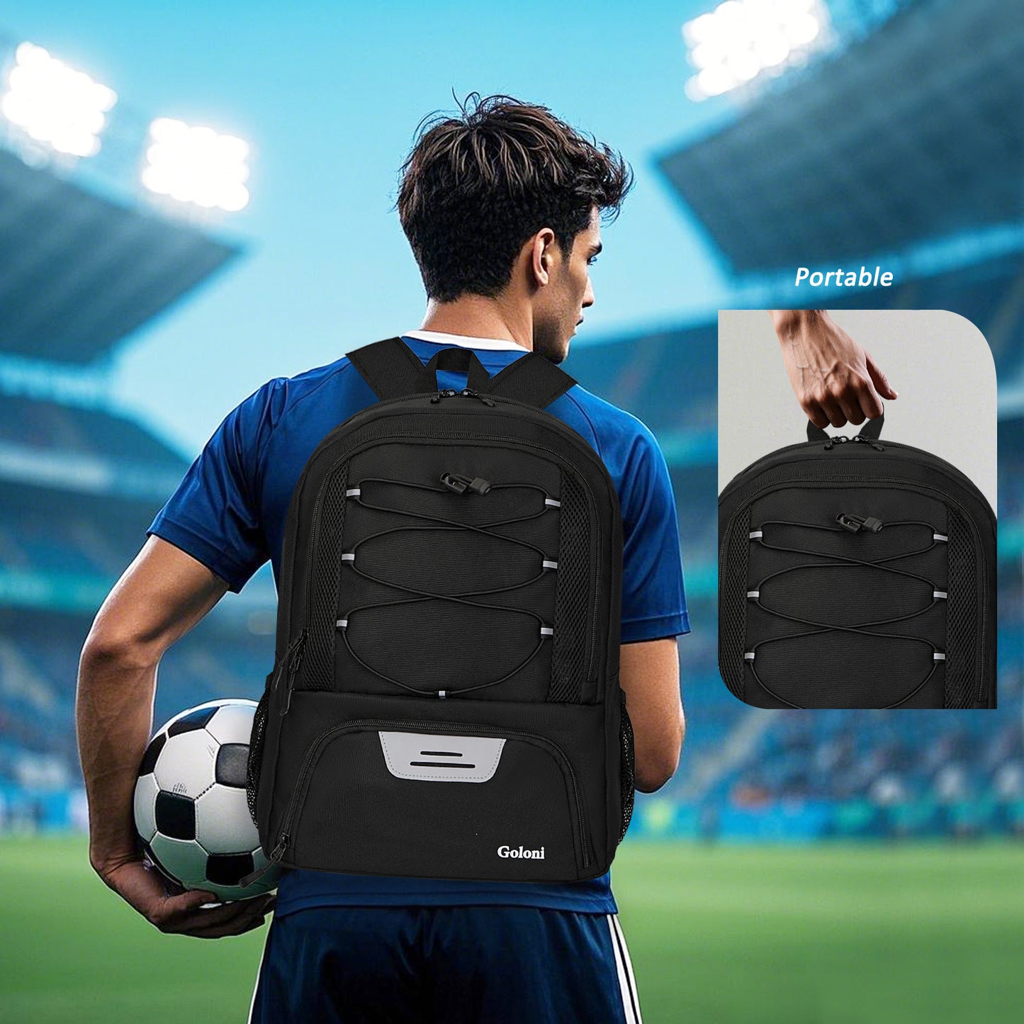 Goloni Soccer Bag, Basketball Bag with Ball Compartment & Shoe Compartment,Large Soccer Backpack for Basketball,Gym,Football