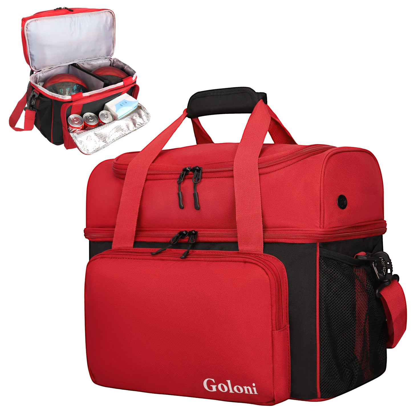 Goloni Bowling Ball Bag 2 Ball, Two Ball Bowling Bag with Padded Ball Holder