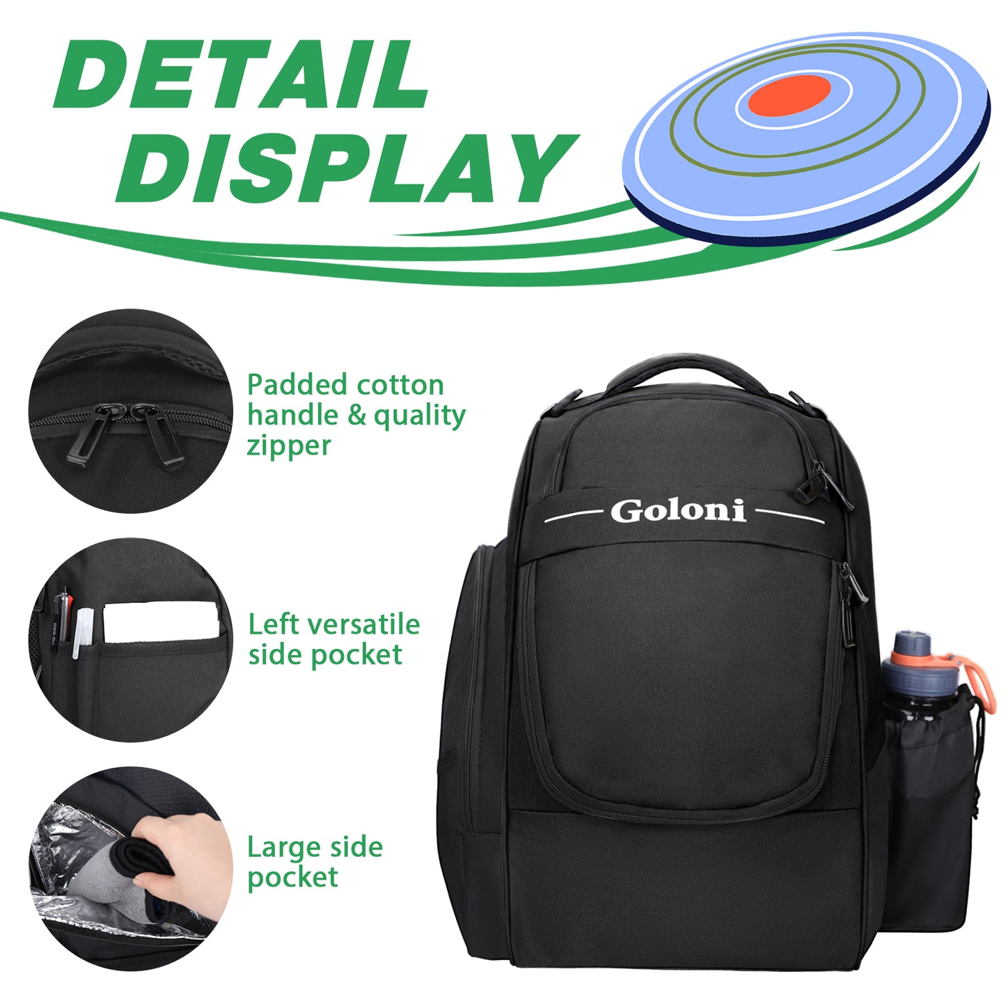 Disc Golf Bag Holds 23+ Discs,Durable Disc Golf Backpack with cooler compartment,Large Capacity Frisbee Bags