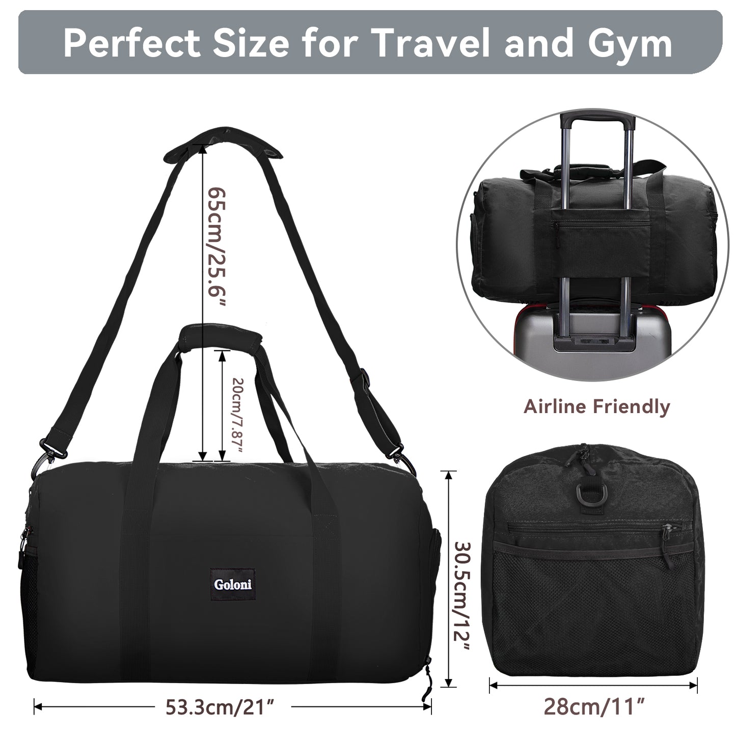 Goloni Cute Duffle Bag for Women, Gym Bag with Shoe Compartment, Lightweight Weekend Travel Duffel Bag,Overnight Bag with Wet Pocket