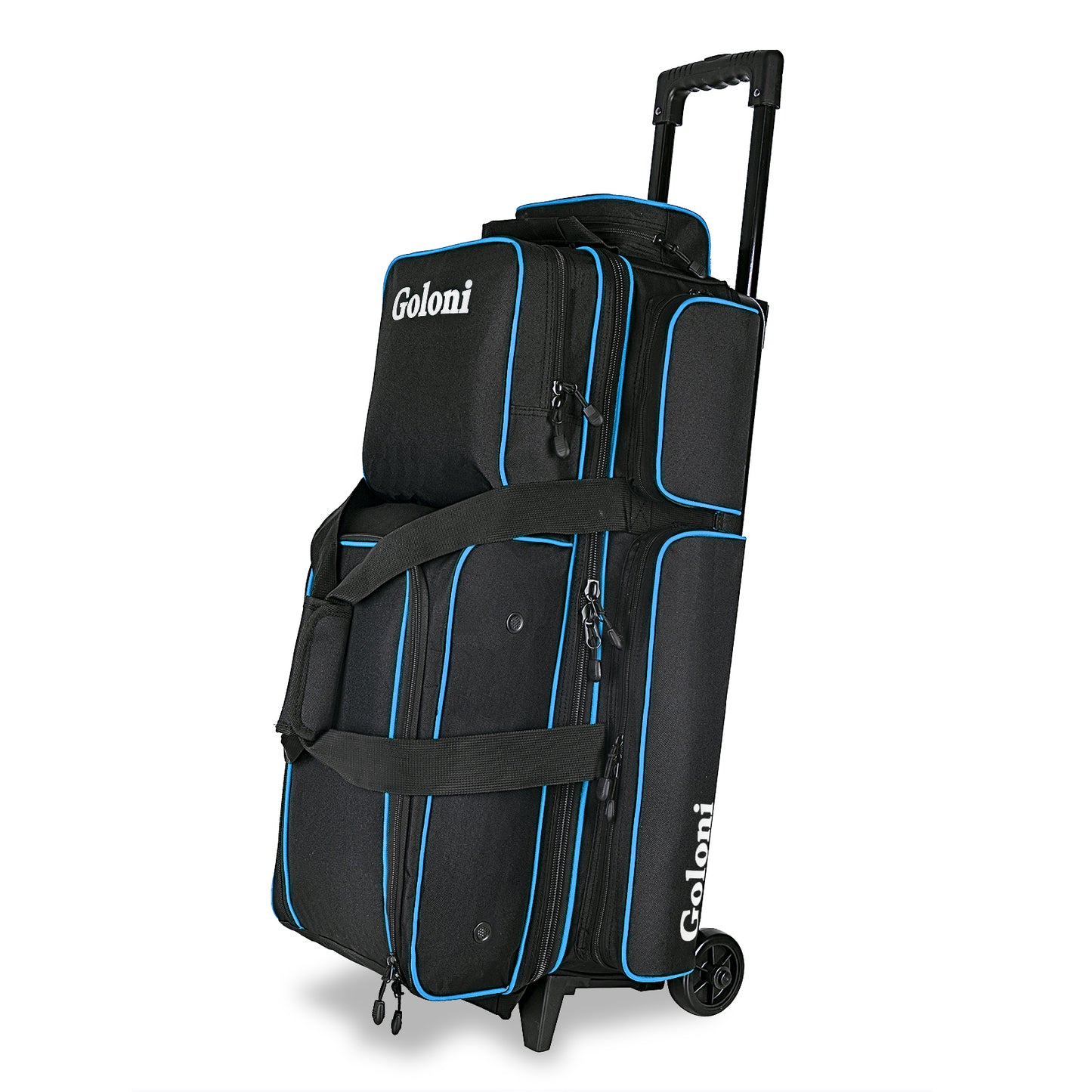 Goloni 3 Ball Bowling Bags with Wheels - Rolling Bowling Bag for 3 Balls & Accessories - Retractable Handle Extends to 38