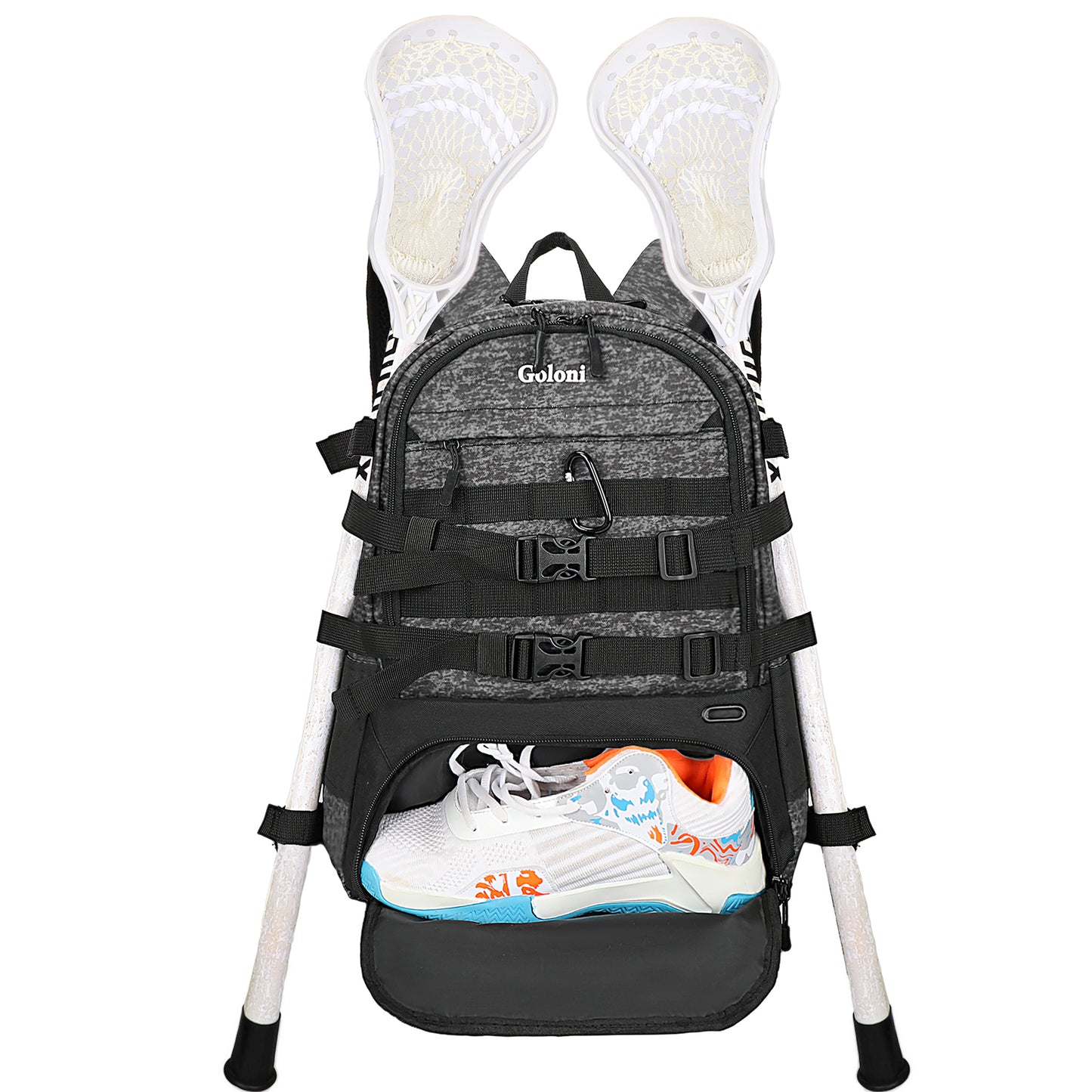Goloni Lacrosse Equipment Backpack with Two Sticks holder and Separate Cleats Compartment Field Hockey Bag Visit the Goloni Store
