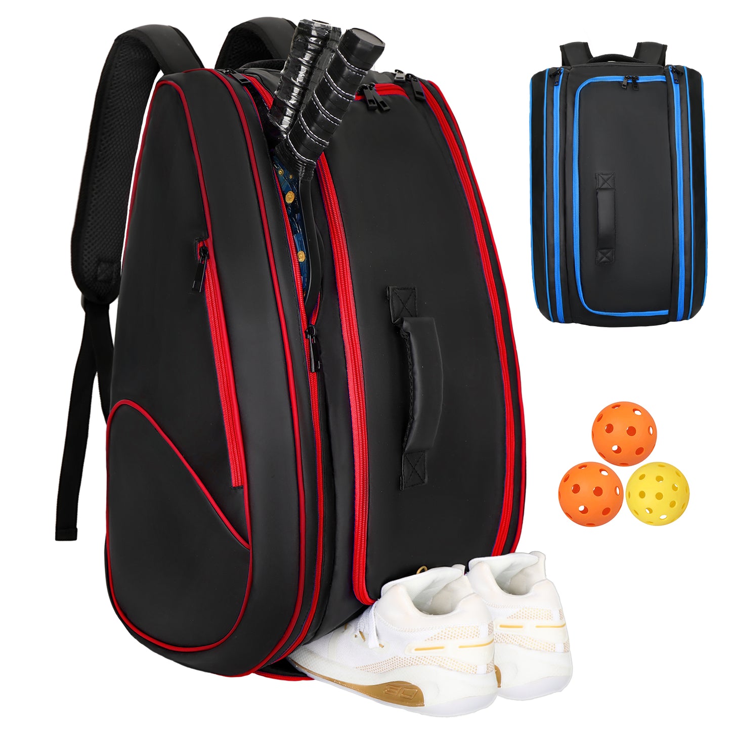 Goloni Pickleball Bag Padel Racket Backpack Large Capacity for Men Women Separate Waterproof Shoes Compartment Pickleball Accessories - Include Fence Hook & Thermal Insulated Pockets