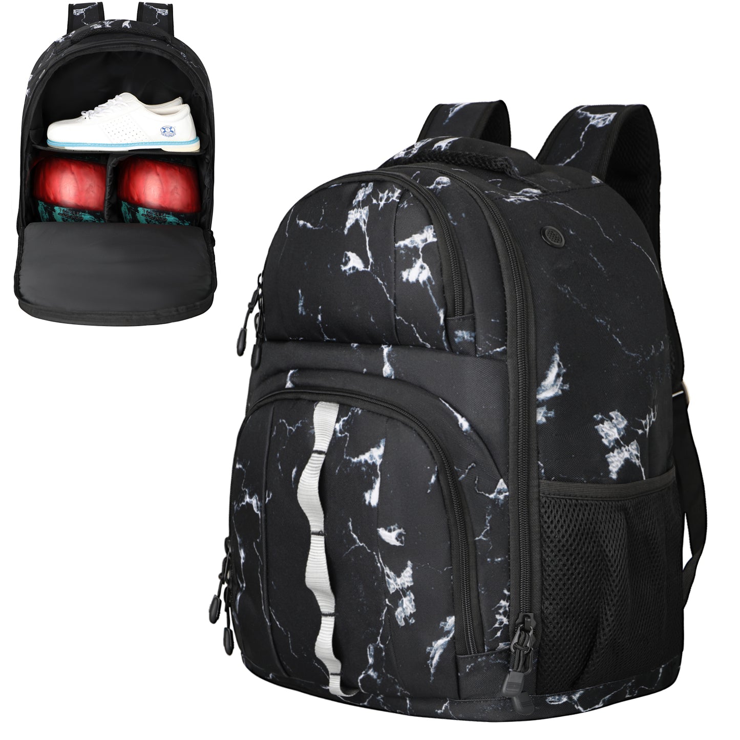 2 Ball Bowling Backpack,Bowling Ball Bag with Shoe Compartment & Portective Foam Padded, Fits Shoes Up to US Size 16
