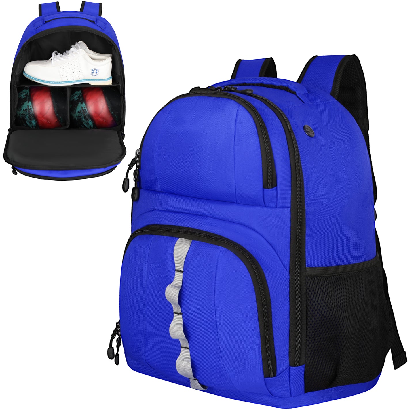 2 Ball Bowling Backpack,Bowling Ball Bag with Shoe Compartment & Portective Foam Padded, Fits Shoes Up to US Size 16
