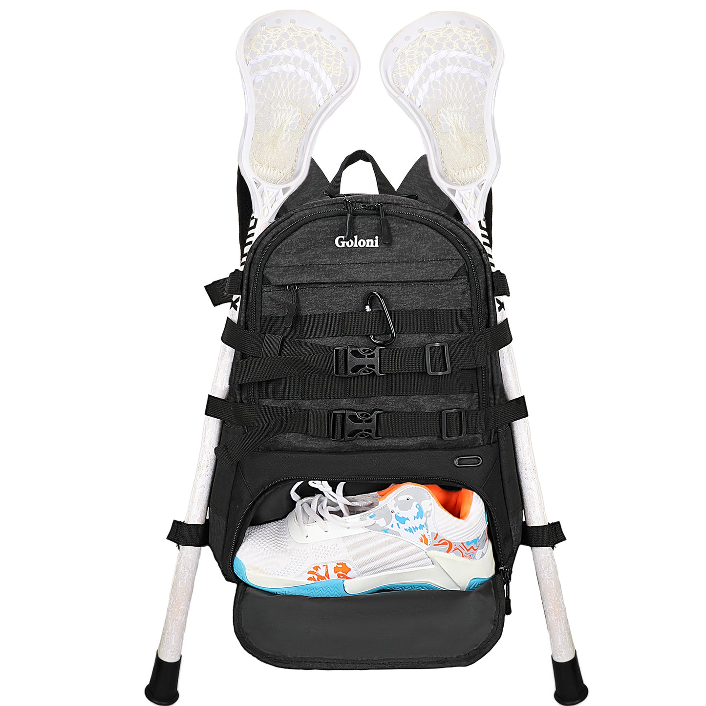 Goloni Lacrosse Equipment Backpack with Two Sticks holder and Separate Cleats Compartment Field Hockey Bag Visit the Goloni Store