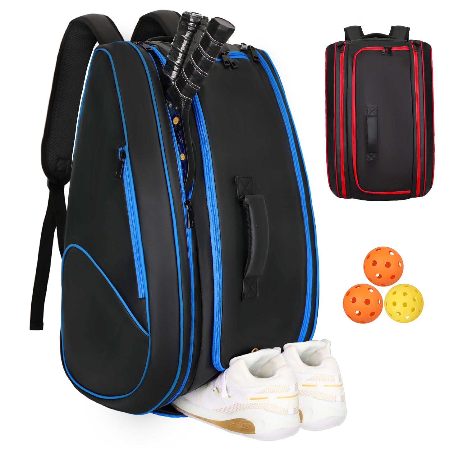 Goloni Pickleball Bag Padel Racket Backpack Large Capacity for Men Women Separate Waterproof Shoes Compartment Pickleball Accessories - Include Fence Hook & Thermal Insulated Pockets
