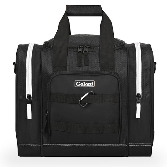 Goloni Bowling Ball Bag for Singer Ball with Padded Ball Holder, 2 Pockets fit Bowling Shoes Up to Mens Size 14 and Accessories