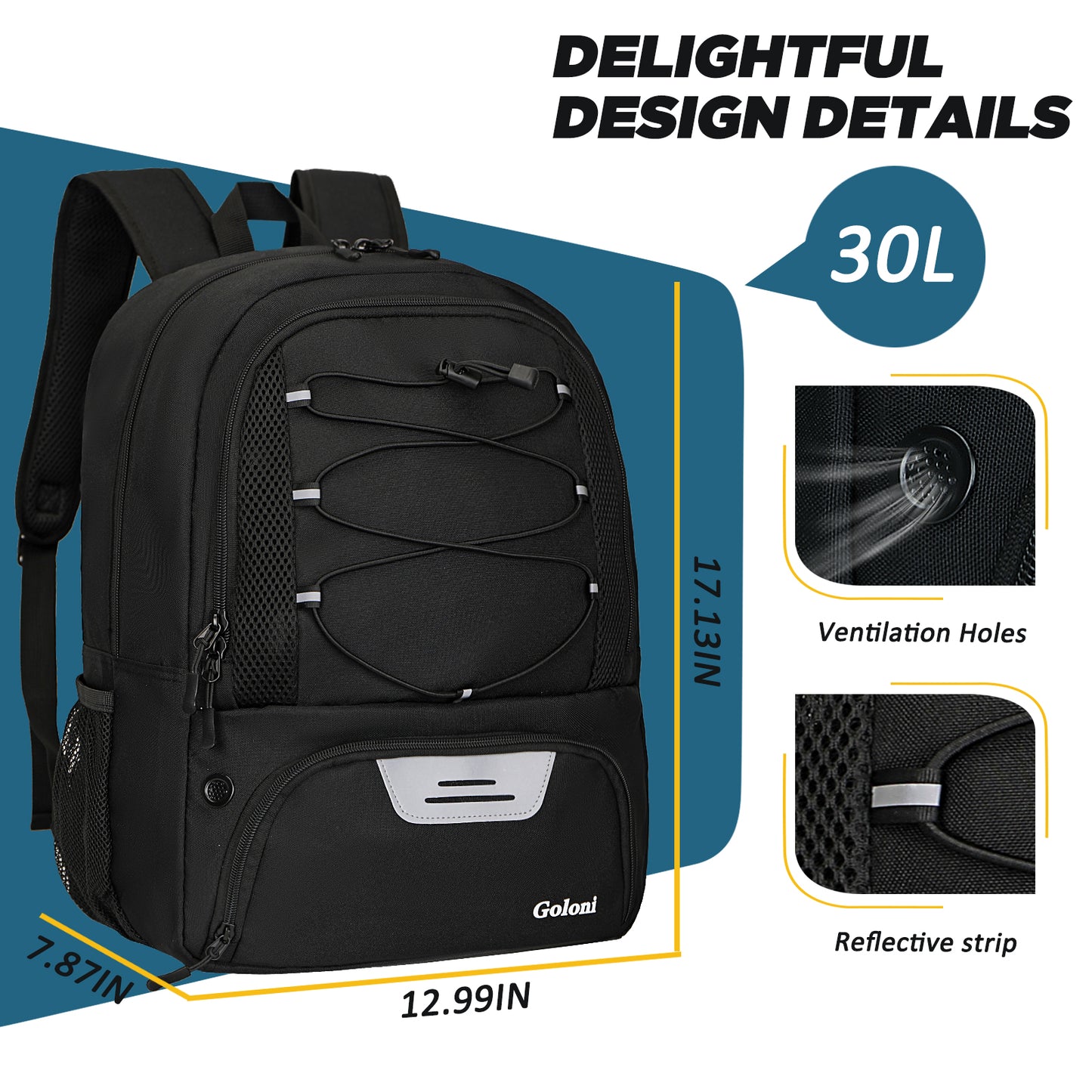 Goloni Soccer Bag, Basketball Bag with Ball Compartment & Shoe Compartment,Large Soccer Backpack for Basketball,Gym，Football