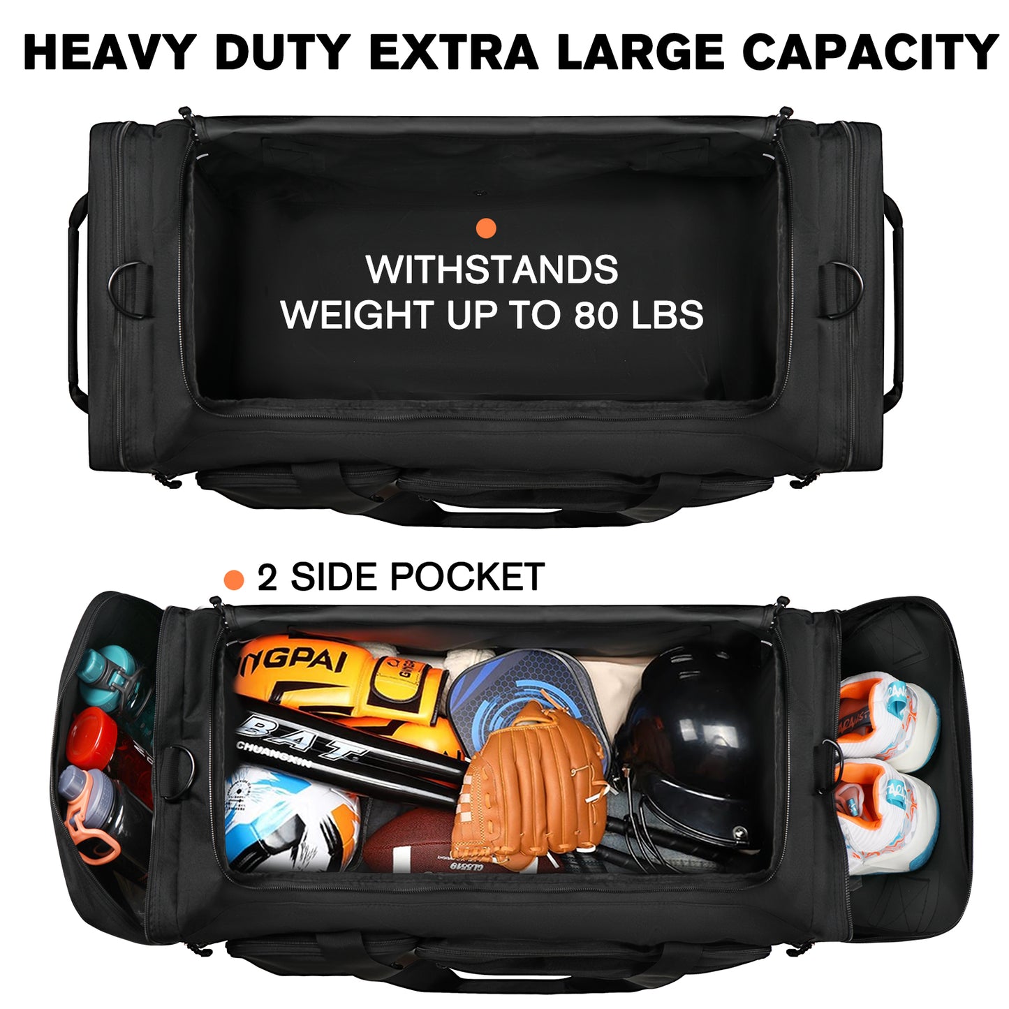 Goloni 130L Heavy Duty Large Duffle Equipment Bag,Catchers Gear Bag with Shoe Compartment,Baseball Duffle Bag