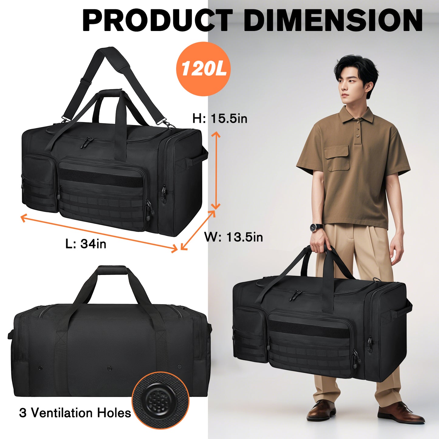 Goloni 130L Heavy Duty Large Duffle Equipment Bag,Catchers Gear Bag with Shoe Compartment,Baseball Duffle Bag