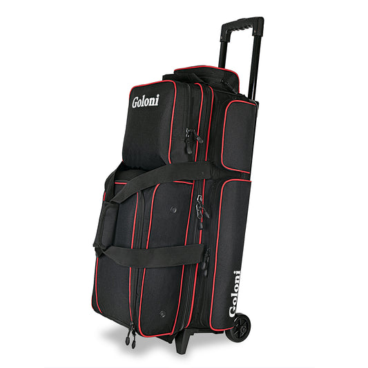 Goloni 3 Ball Bowling Bags with Wheels - Rolling Bowling Bag for 3 Balls & Accessories - Retractable Handle Extends to 38
