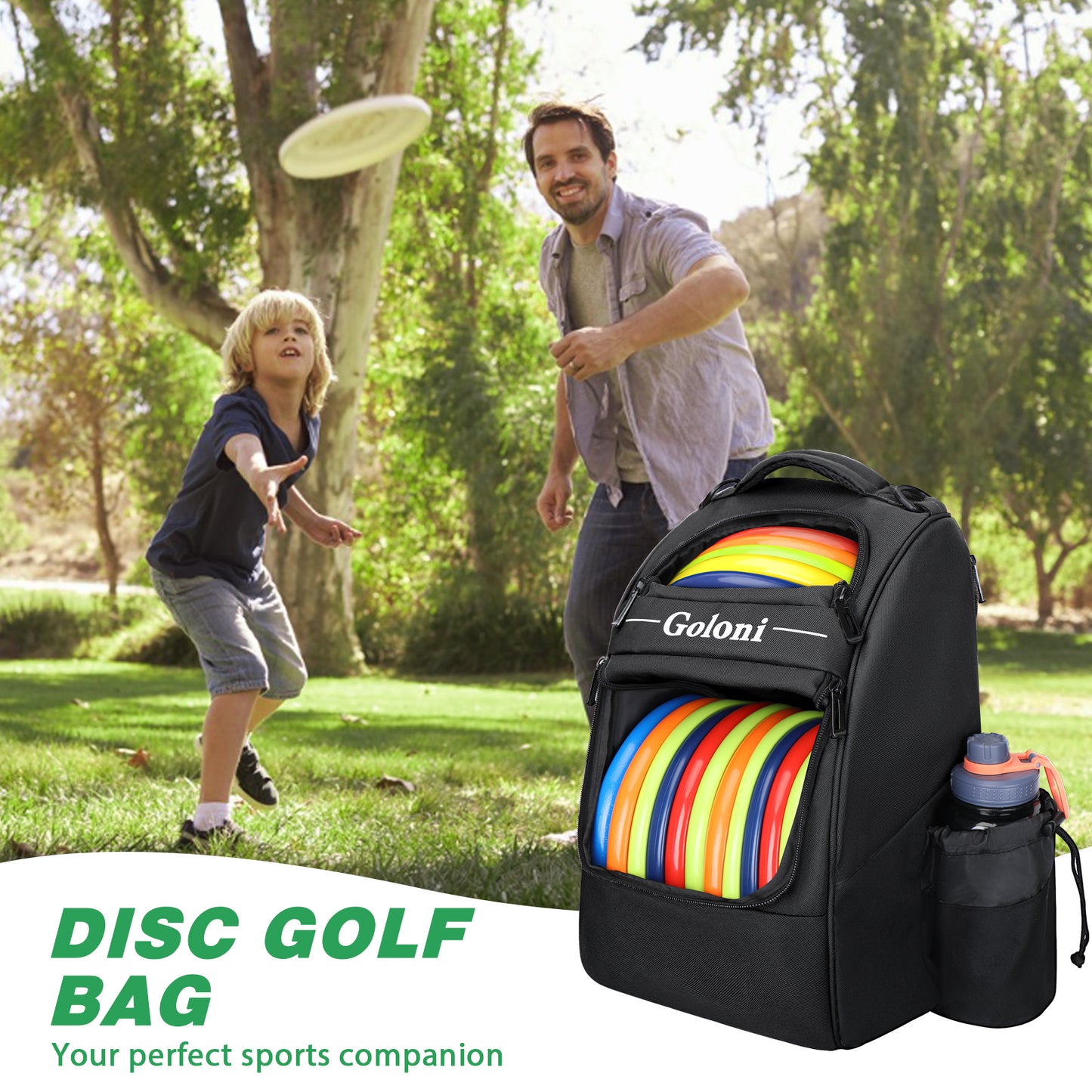 Disc Golf Bag Holds 23+ Discs,Durable Disc Golf Backpack with cooler compartment,Large Capacity Frisbee Bags