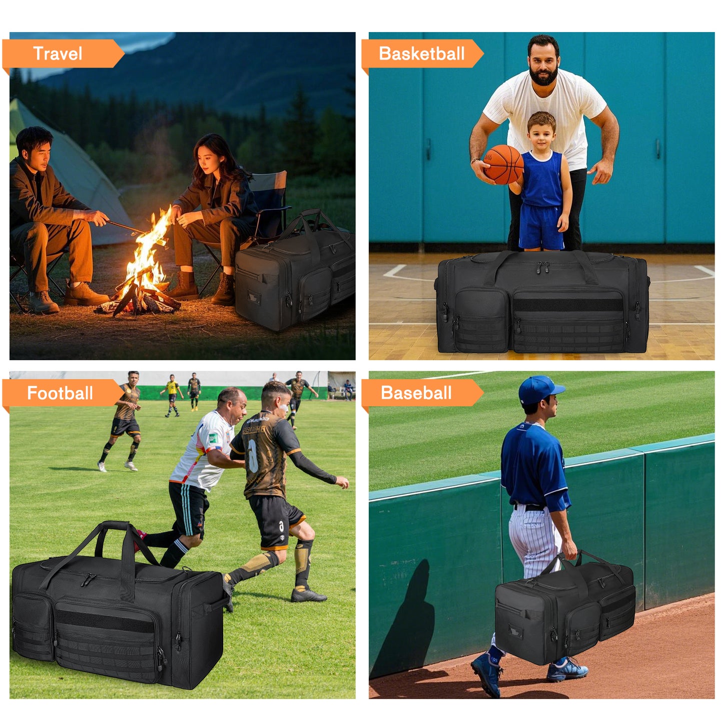 Goloni 130L Heavy Duty Large Duffle Equipment Bag,Catchers Gear Bag with Shoe Compartment,Baseball Duffle Bag