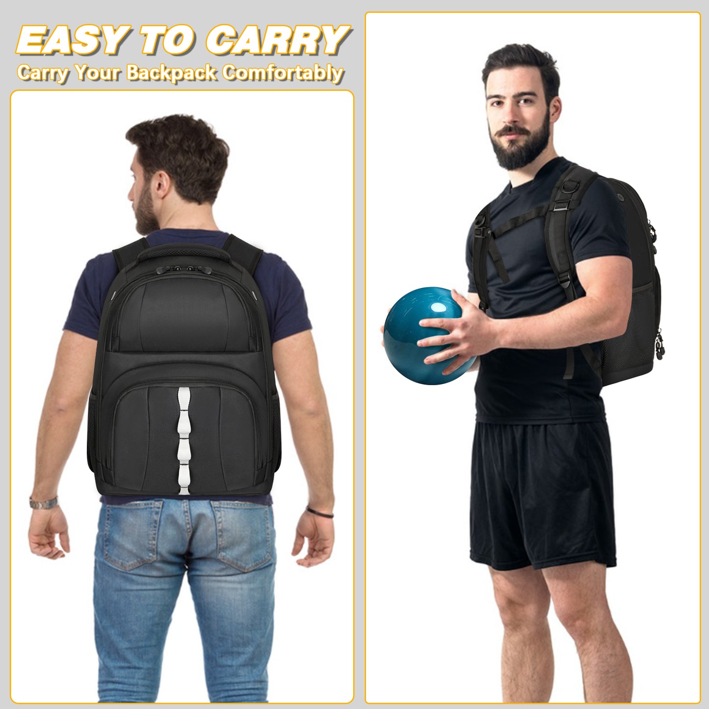 2 Ball Bowling Backpack,Bowling Ball Bag with Shoe Compartment & Portective Foam Padded, Fits Shoes Up to US Size 16