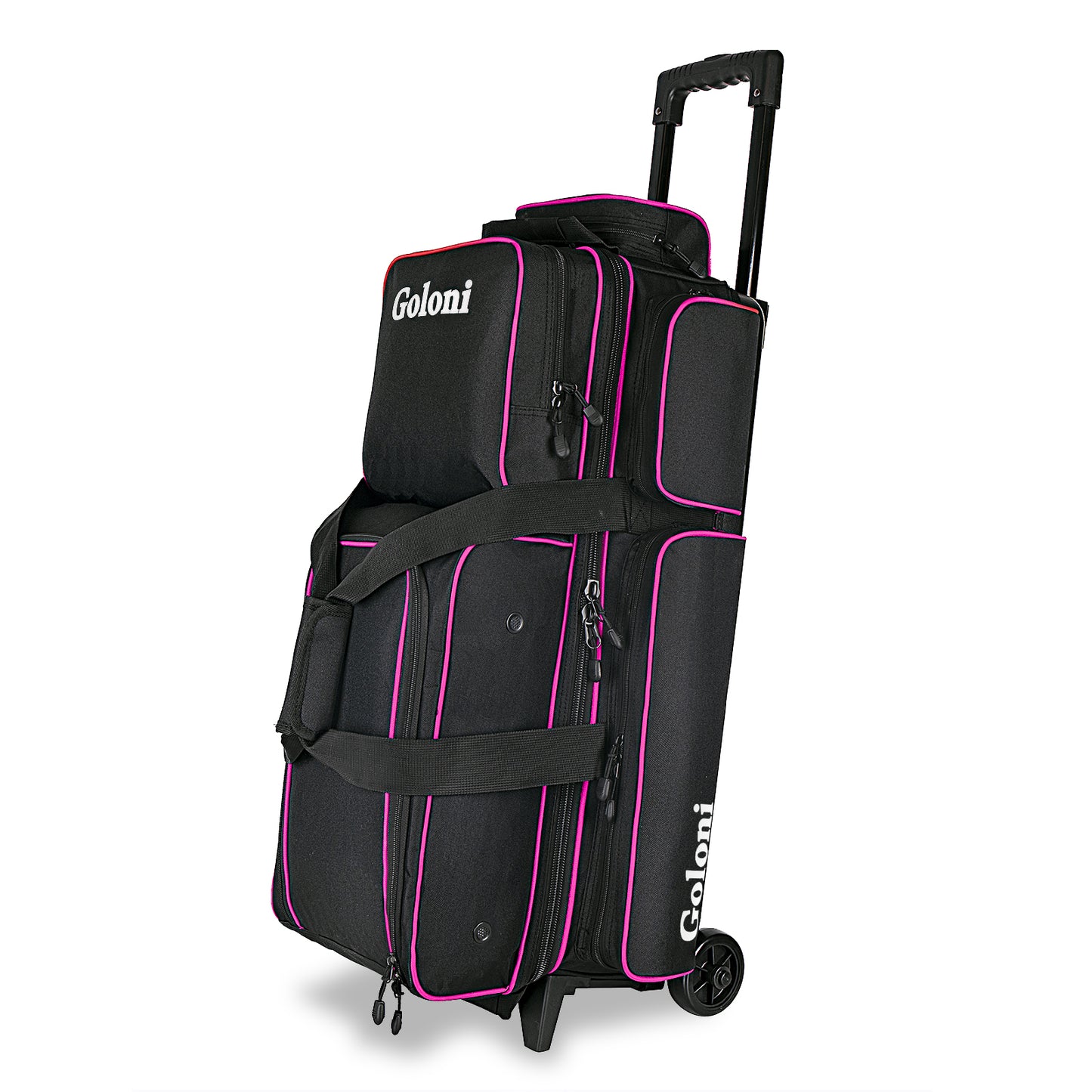Goloni 3 Ball Bowling Bags with Wheels - Rolling Bowling Bag for 3 Balls & Accessories - Retractable Handle Extends to 38
