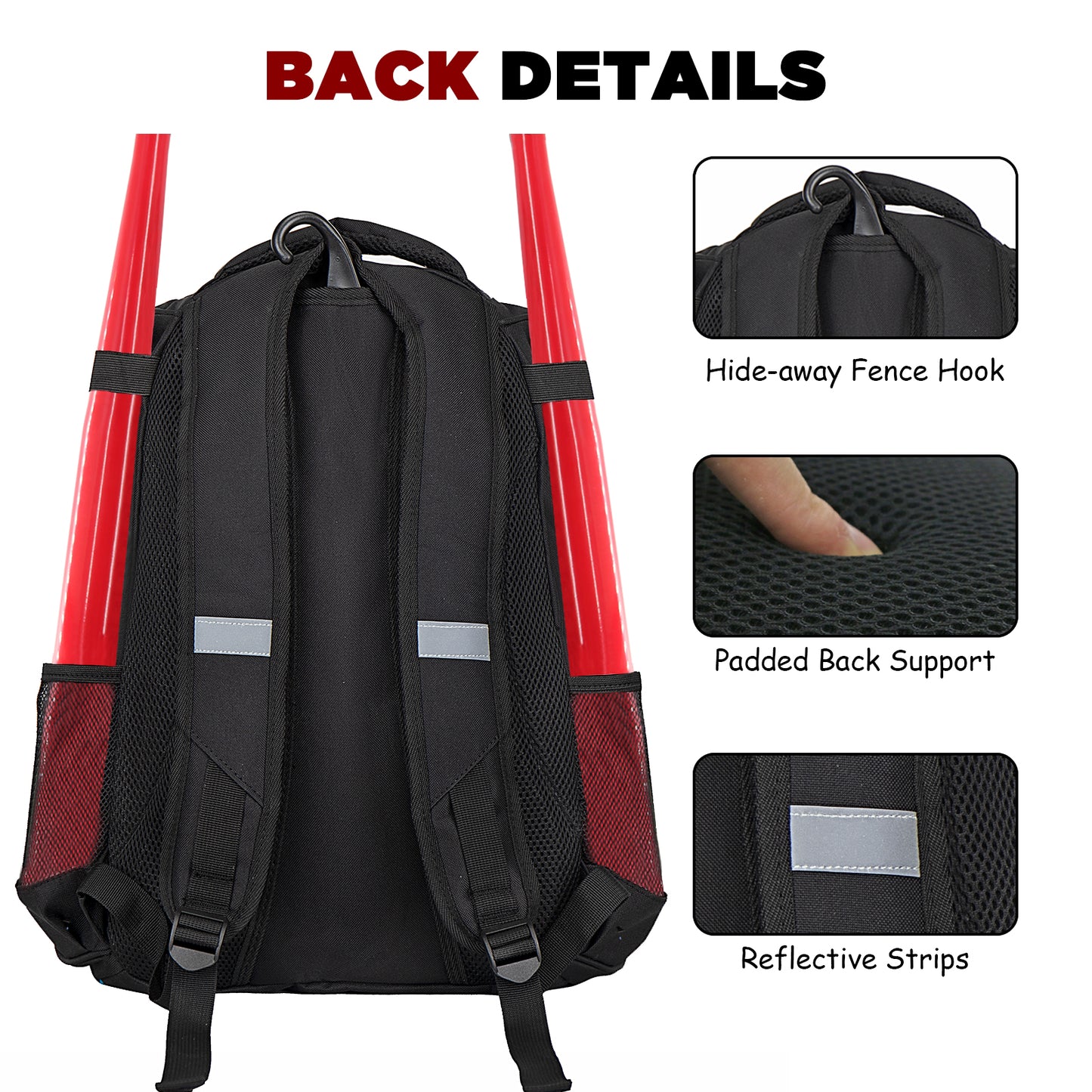 Goloni Baseball Bag,Backpack for Baseball, T-Ball & Softball Equipment & Gear,Softball Bag with Shoe Compartment,Fence Hook